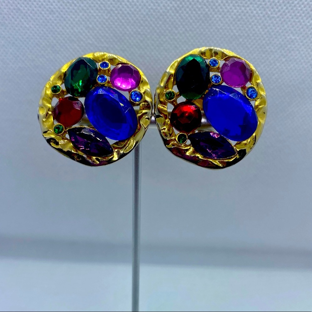 Vintage 80s Rhinestone Clip-On Earrings